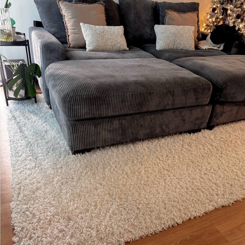 6x9 white washable plush rug